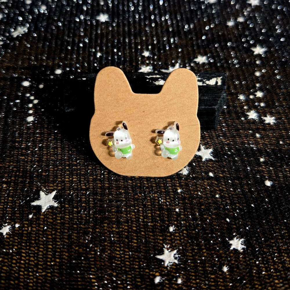 Custom Pochacco (Green Shirt) Hypoallergenic Stainless Steel Post Earrin…
